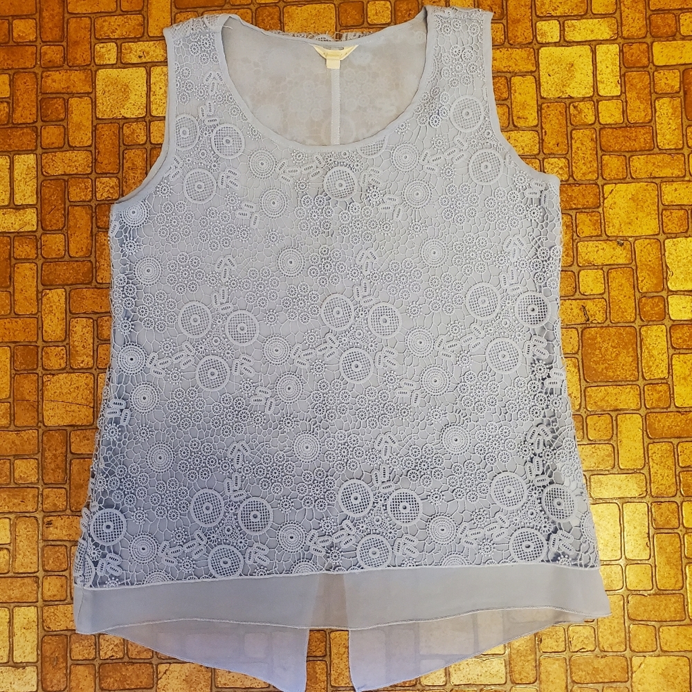 EUC Pale Blue Lace Tank Top